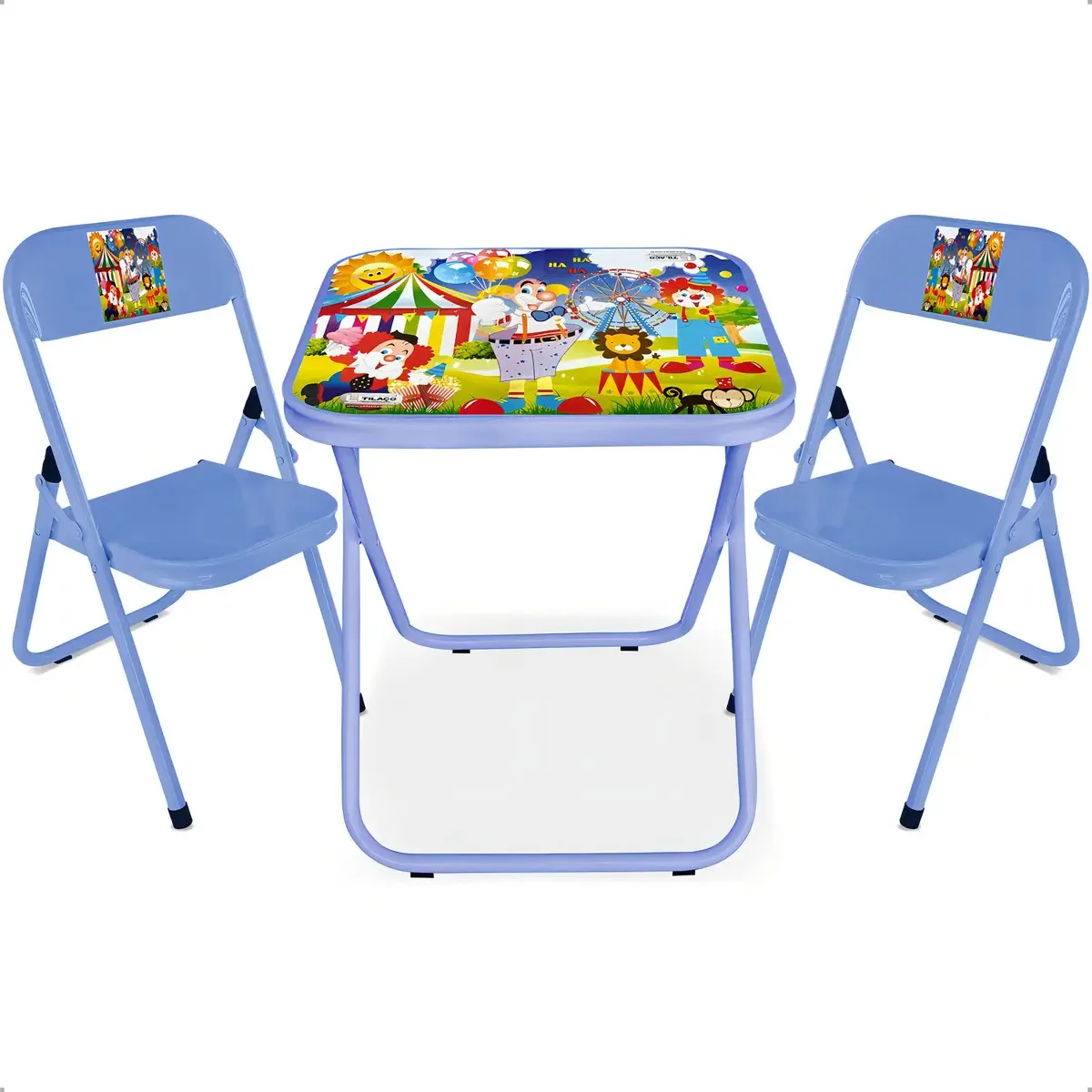 Mesa Mesinha Didatica Infantil Com 2 Cadeiras Crianças Cor Azul Circo