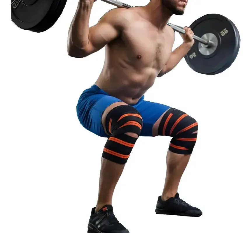 Faixa De Joelho Agachamento Joelheira Elástica Musculação Powerlifting 1,5m Par
