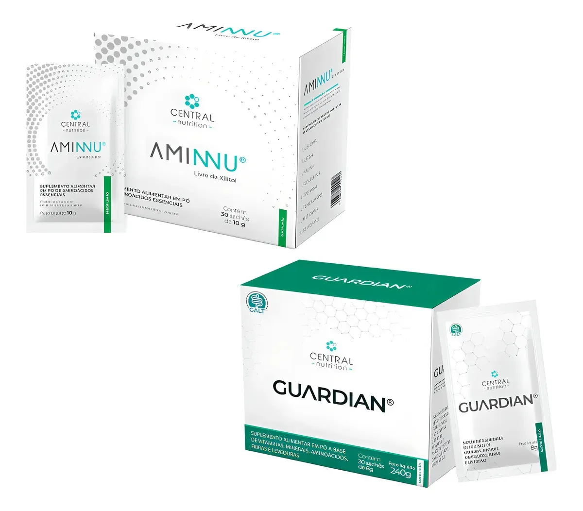 Kit Aminnu e Guardian Limão Central Nutrition Para Força e Imunidade