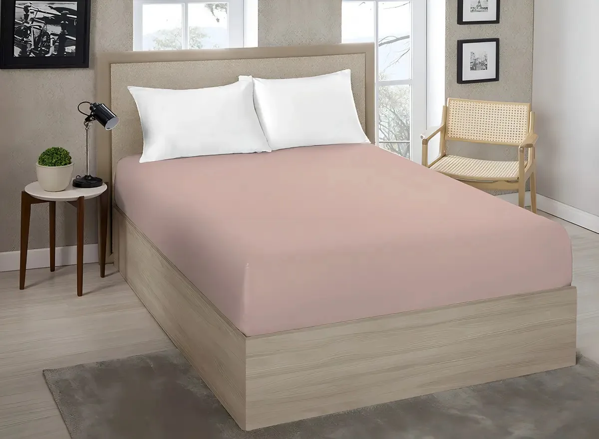 Lençol Solteiro Premium C/ Elástico Rosa Antigo Estamparia