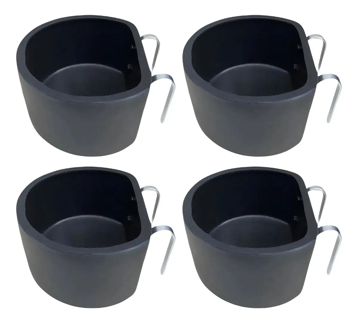 Kit 4 Comedouros Fundo 6L Com Suporte Preto