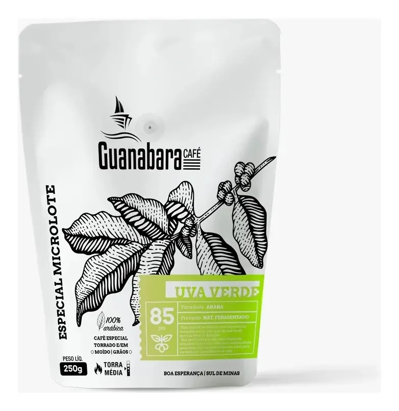 Café Microlote Guanabara Uva Verde 85pts Grãos