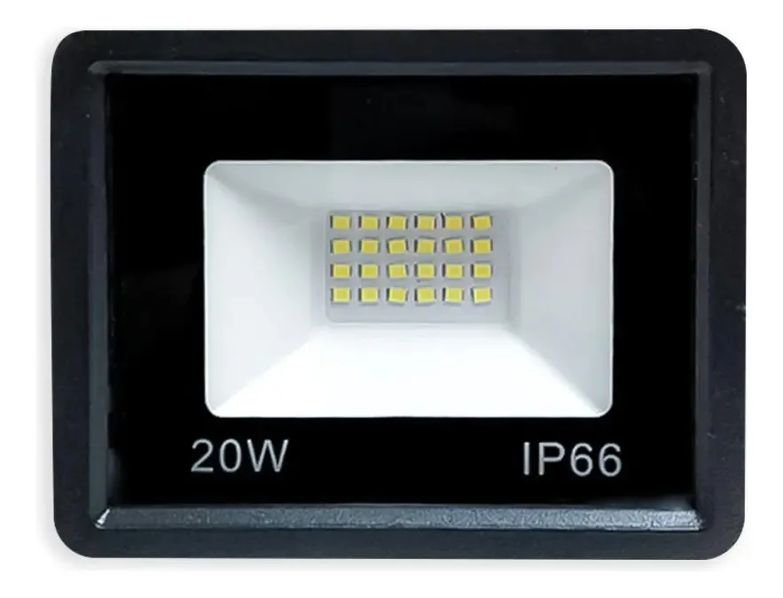 Kit 10 Refletores Led Slim/fino Alumínio Preto 20w Branco