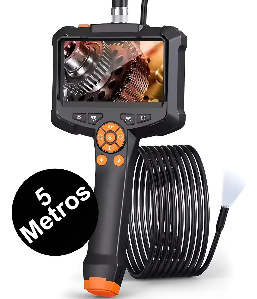 Câmera Endoscópica EDF 1080p Sonda 5m Tela 4" Inspeção Automotiva IP67
