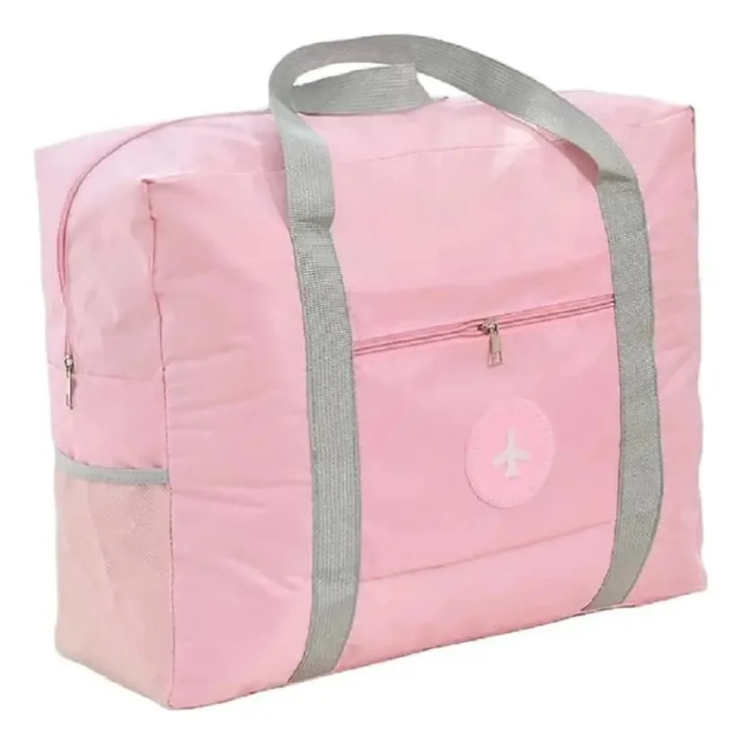 Bolsa Sacola De Bagagem Grande Para Viagem Dobravel Rosa