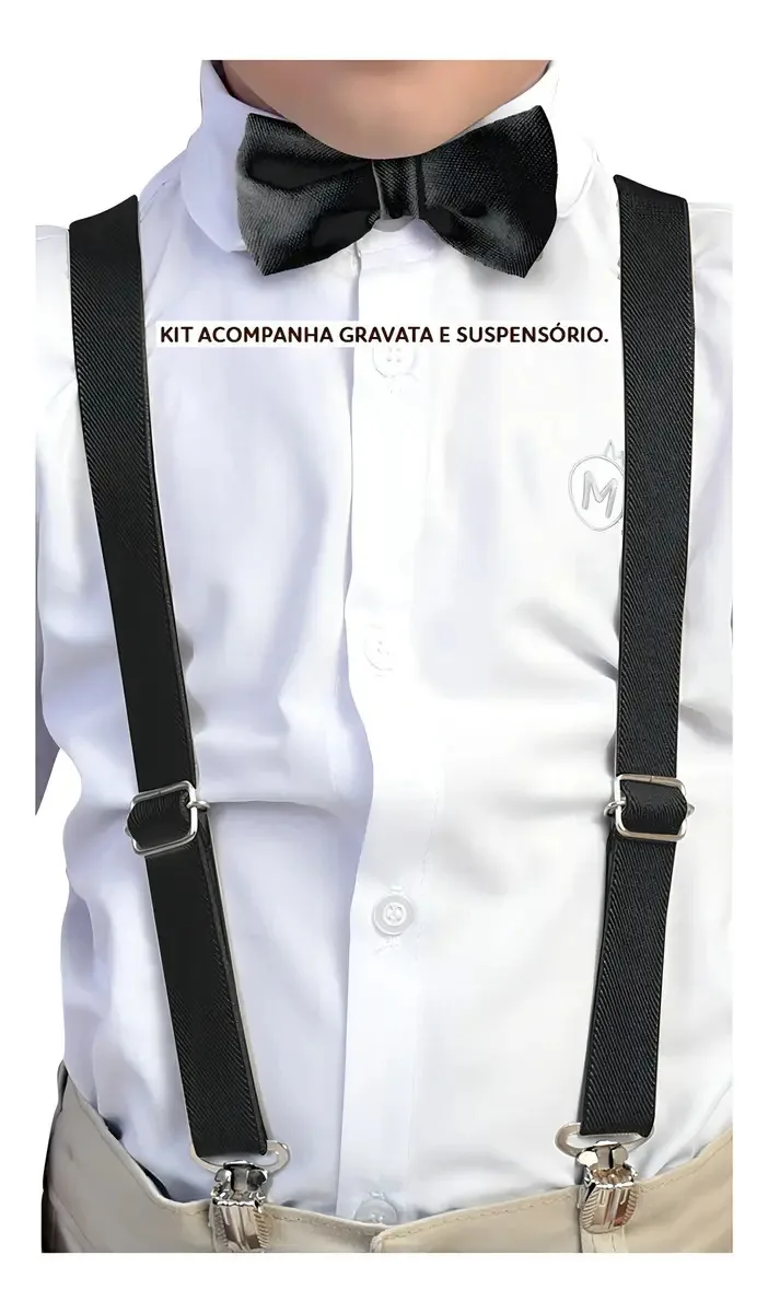 Kit Gravata E Suspensório Adulto Cores Cor Preto