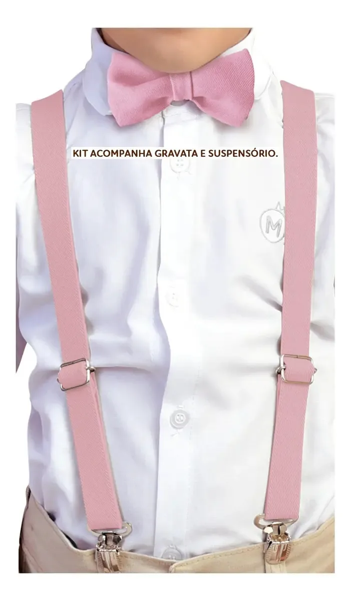 Kit Gravata E Suspensório Adulto Cores Cor Rosa