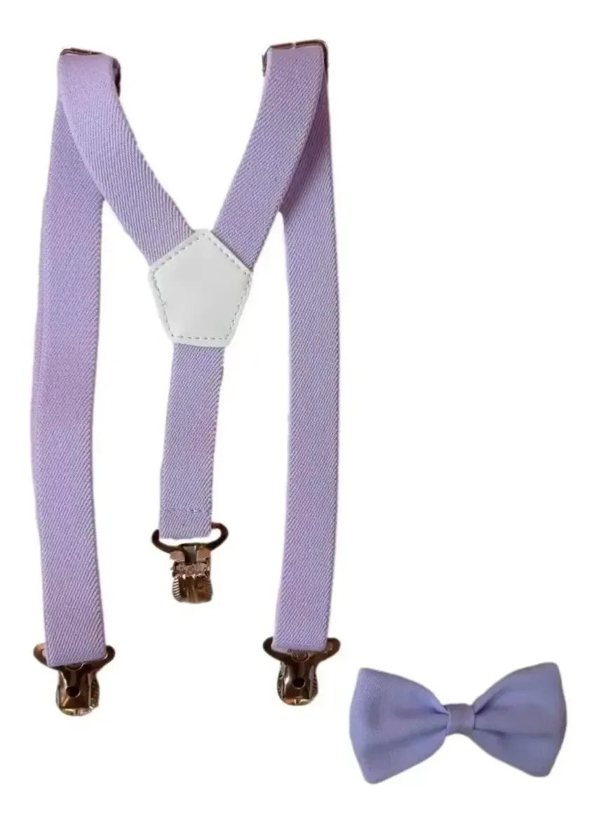 Kit Gravata E Suspensório Adulto Varias Cores Cor Lilás