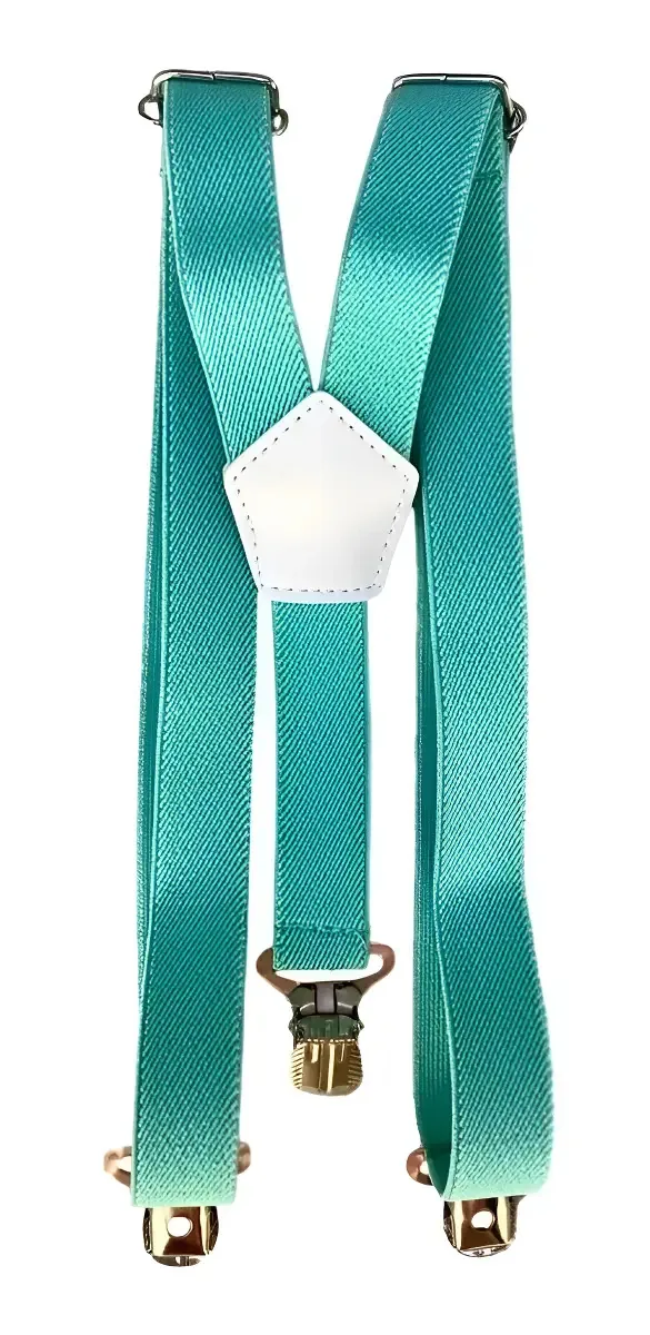 Kit Gravata E Suspensório Adulto Cores Cor Verde Tiffany