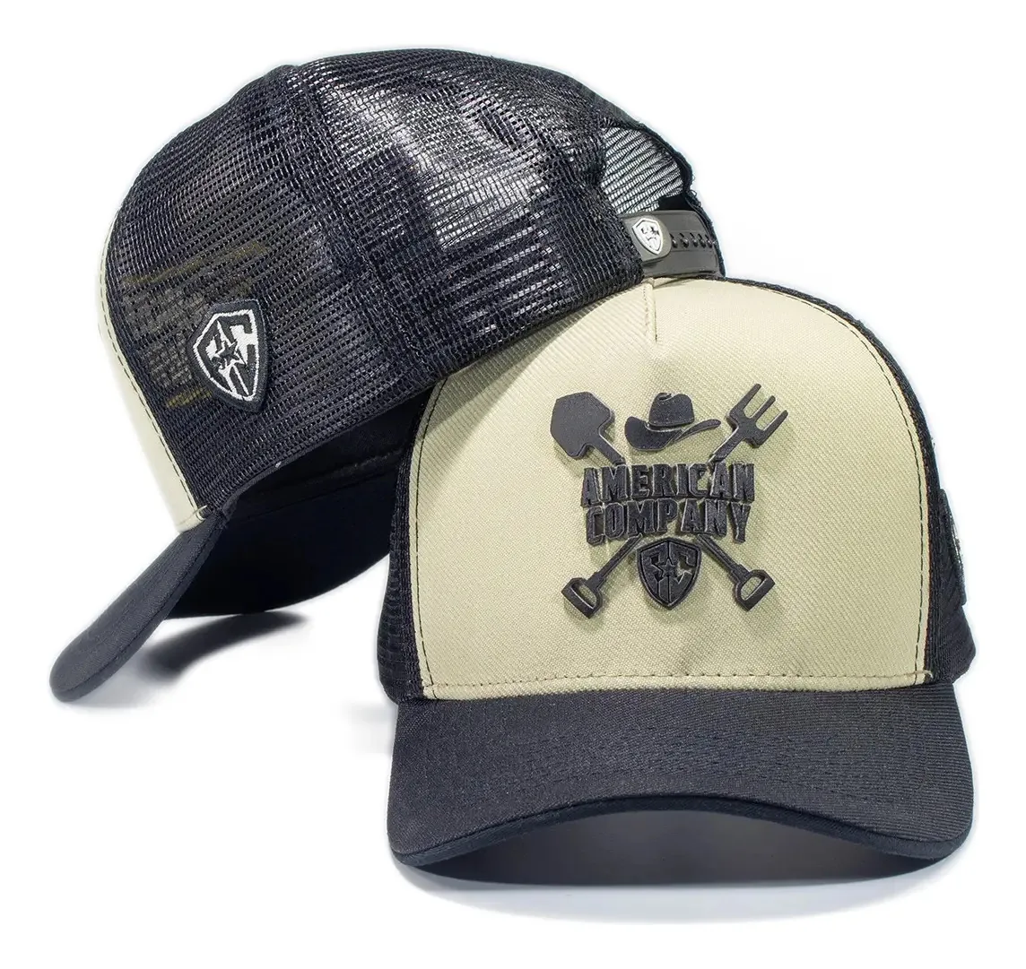 Boné Bege Masculino Feminino Country Telinha Agro Cor Preto Tamanho 58 Cm + Ajuste