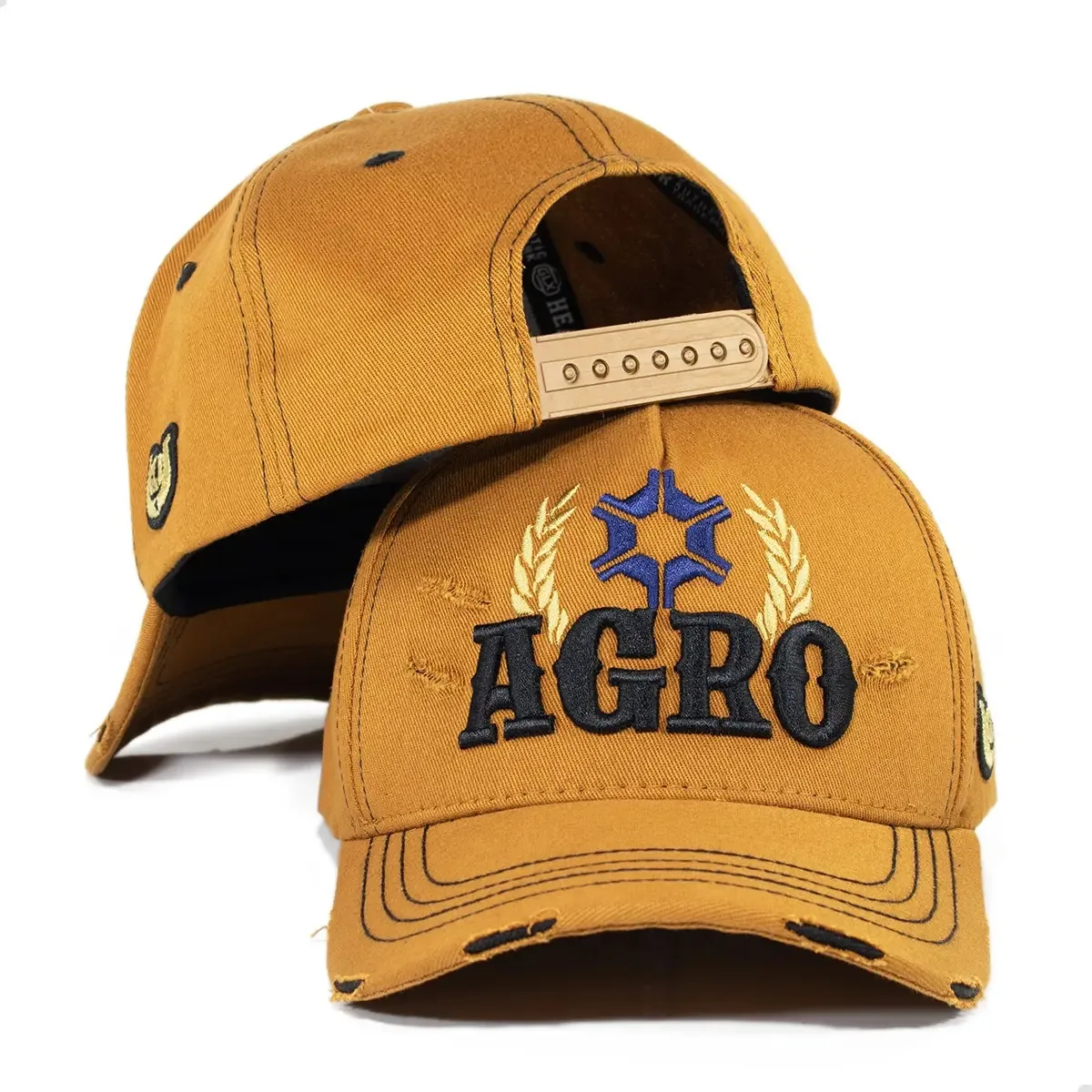 Boné Masculino Feminino Country Rasgadinho Agro Aba Curva Cor Caramelo Tamanho Un