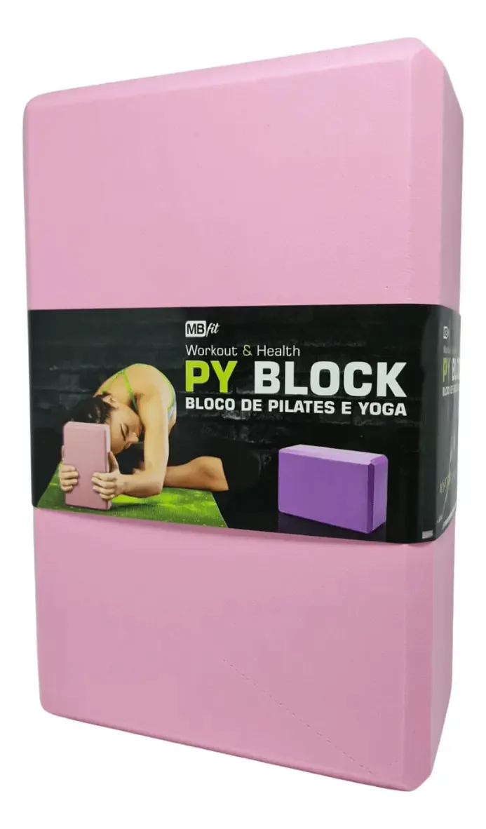 Bloco Pilates Yoga EVA Alta Densidade Antiderrapante 23x15x7,5 cm Rosa MBFit