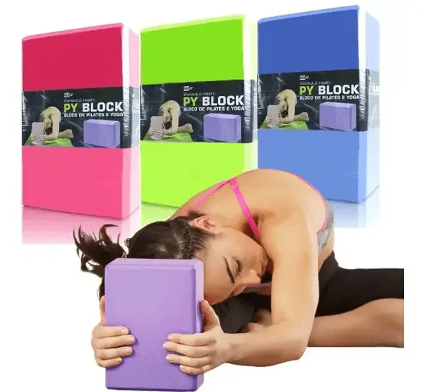 Bloco Tijolo De Pilates Yoga Fitness Alta Densidade 100% Eva Cores Variadas