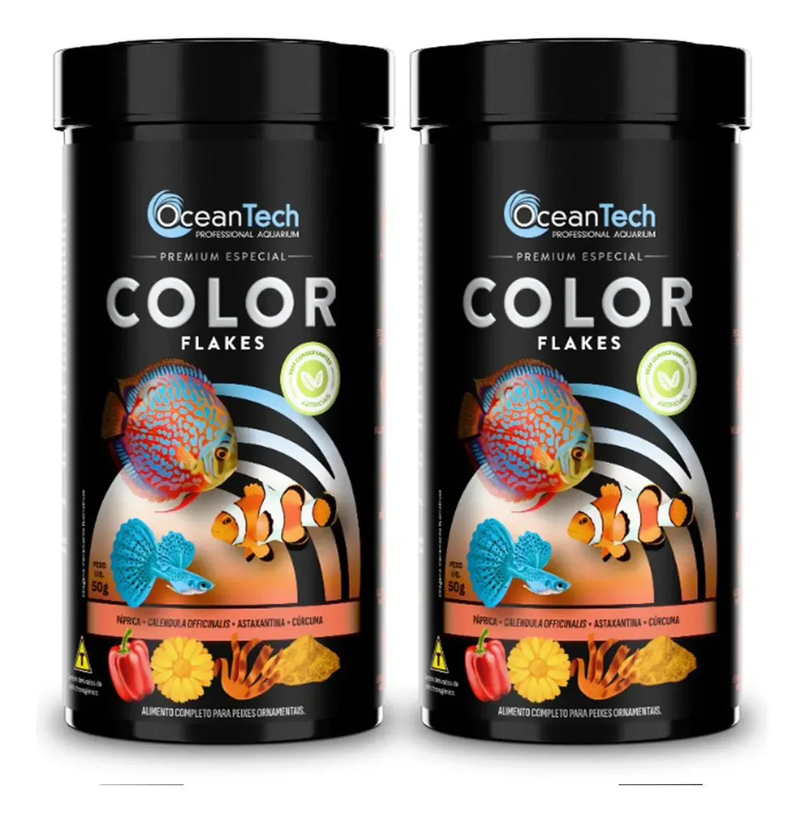 Ração Flocos Oceantech Color Flakes 100g Realça Cores Peixes