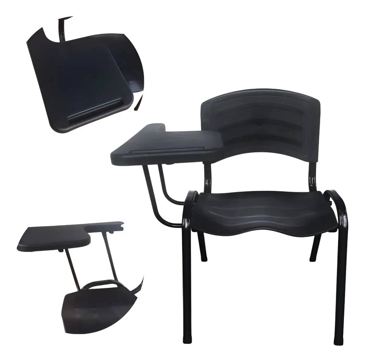 Conjunto 8 Cadeiras Universitárias Multflex Pretas C/ Prancheta