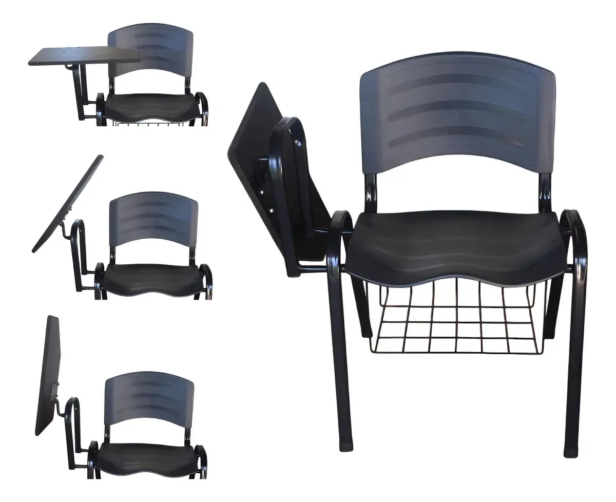 Kit 6 Cadeiras Universitárias Multflex Preto Com Prancheta MDF