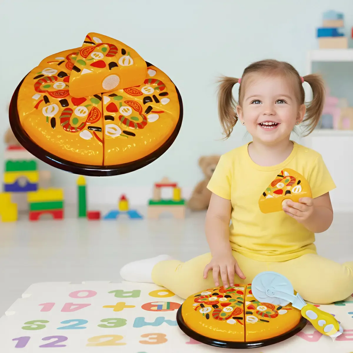 Brinquedo de Cozinha Ark Toys Pizza Infantil com Peças de Montar e Cortador