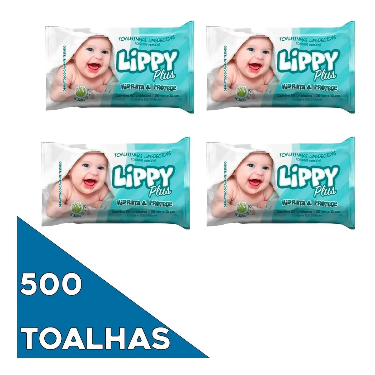 Kit 500 Lenços Umedecidos Lippy 10 Pcts Atacado