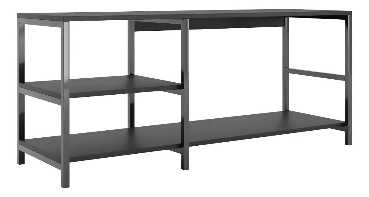 Rack Industrial Brooklin 115 Poli Móveis Preto Para TV 40 Polegadas