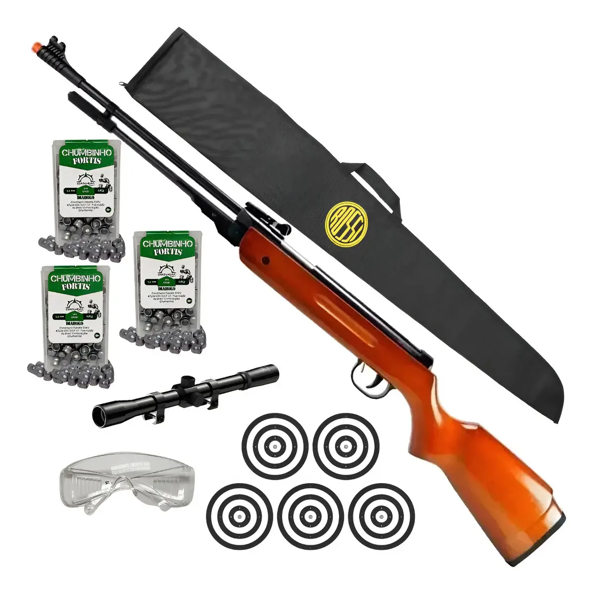 Carabina Spring West Fxr Mola Madeira 5,5mm Chumbinho Luneta 5.5 Mm