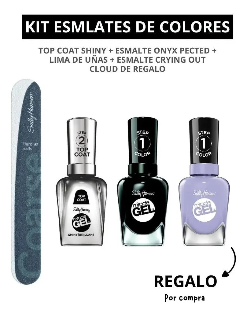 Kit Por 2 Esmaltes Gel + Lima + Esmalte Gel De Regalo. Kit Esmaltes De Colores