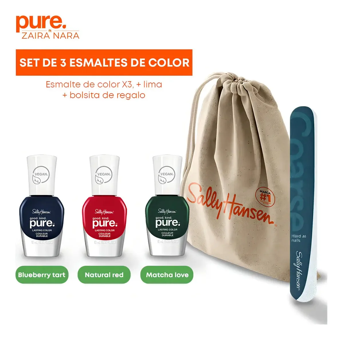 Conjunto de esmaltes coloridos X3 Sally Hansen ft.Zaira Nara azul/vermelho
