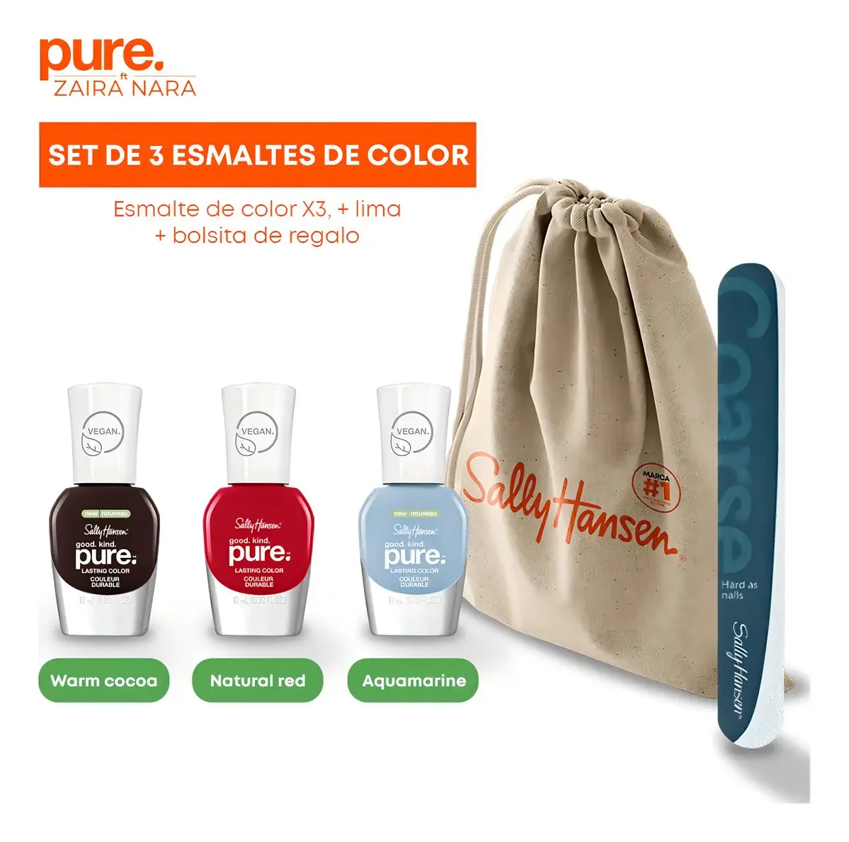 Conjunto de esmaltes coloridos X3 Sally Hansen ft.Zaira Nara: marrom