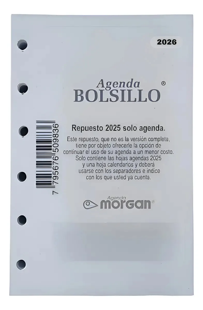 Diário Morgan Diary, bolso branco com design de bolso