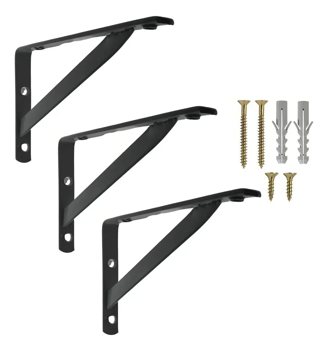 Kit 3 Suportes Mão Francesa Industrial 35cm Metal Preto para Prateleiras