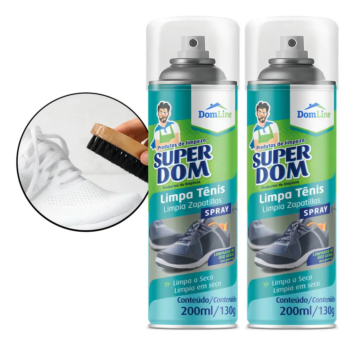 Limpa Tenis A Seco Desengraxante Sapato Couro 200ml - 2 Un