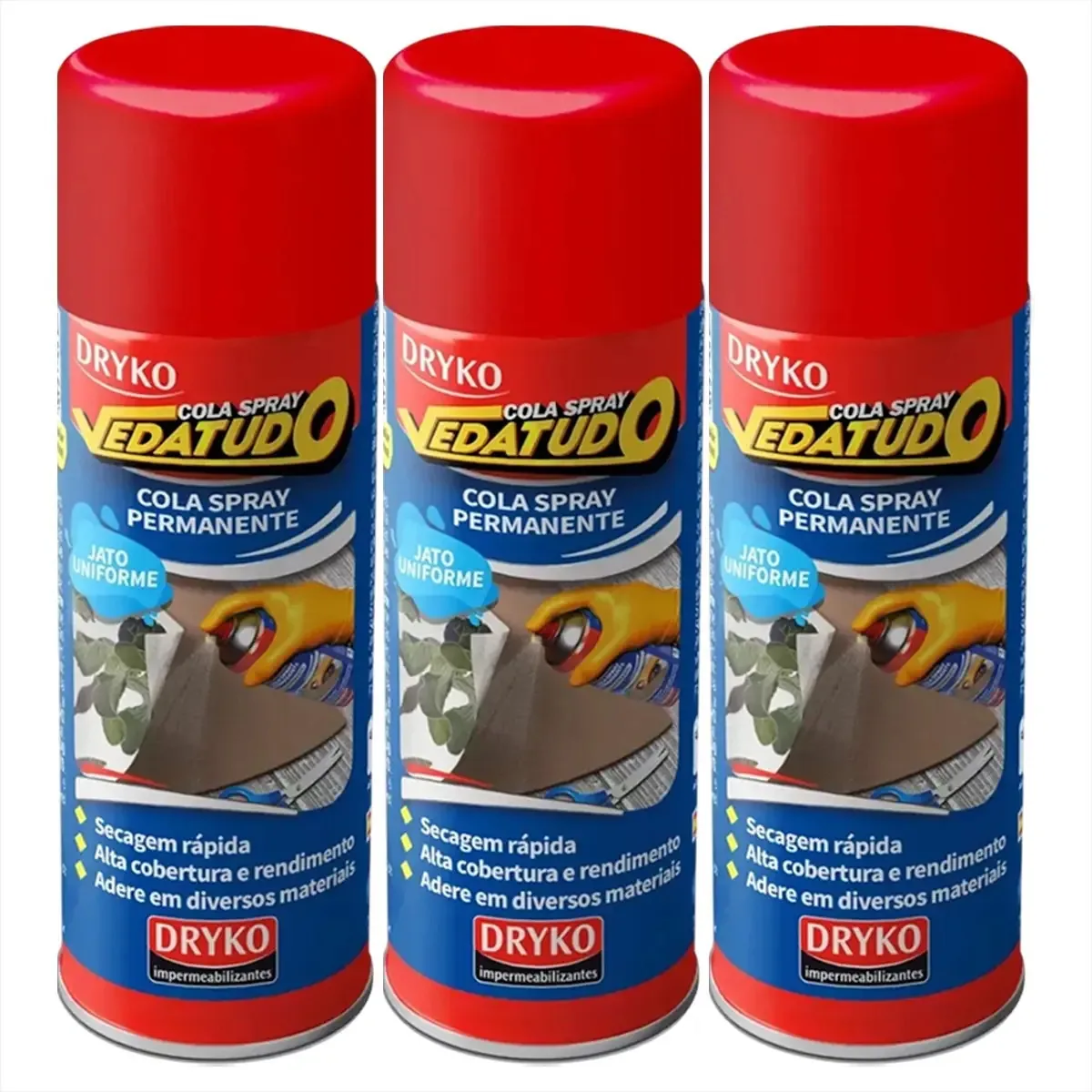 Kit Com 3 Sprays Removedor Tira Cola Vedatudo Dryko 400ml Cor Transparente