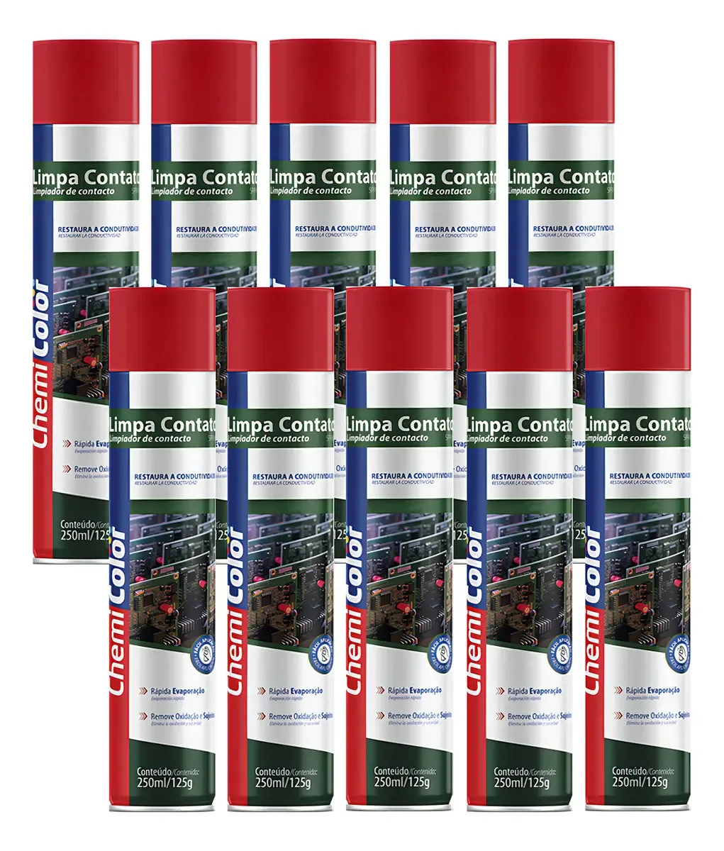 10 Limpa Contato Chemicolor Eletrico Eletrônico Spray 250ml