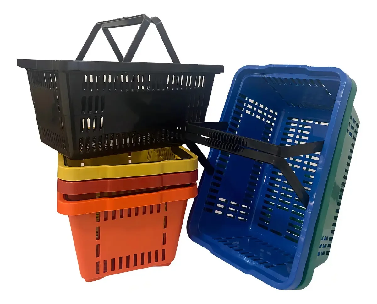 2 Cesta De Compras Reforçada Para Super Loja Cor Laranja