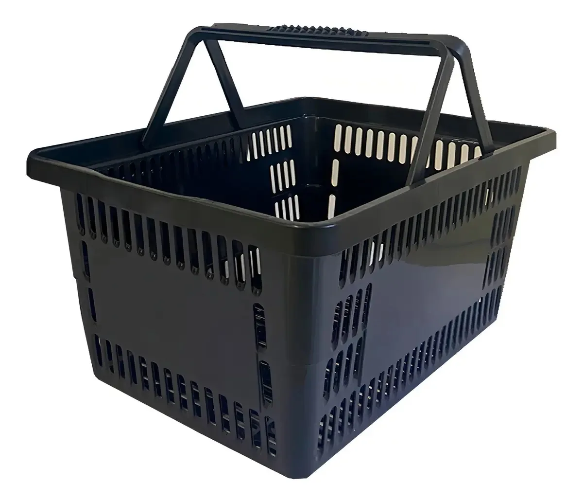 Kit com 25 Cestas de Compras em Plástico Preto para Supermercado