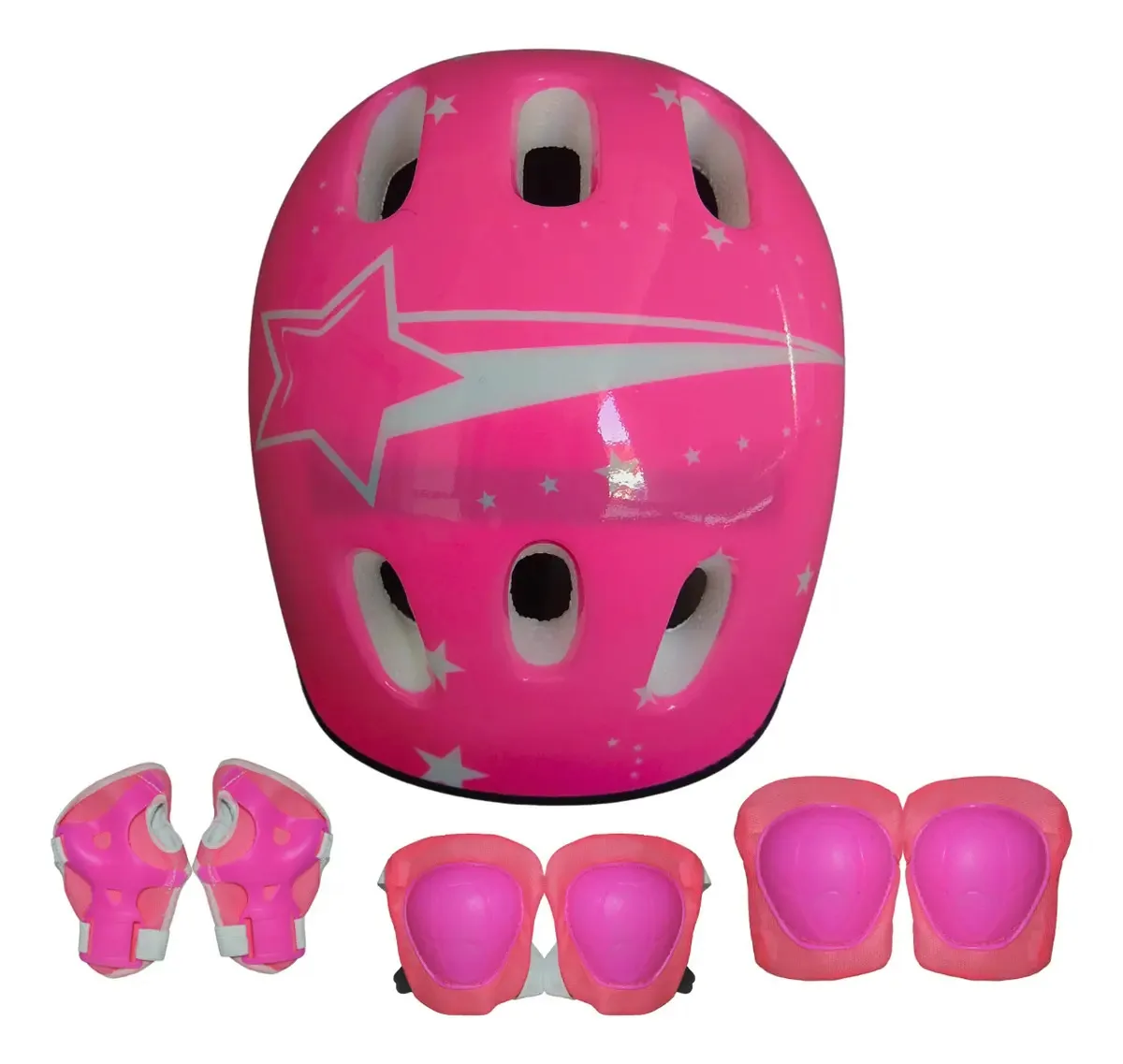 Kit Proteção Infantil Patins Skate Motocross Segurança Cor Star Pink