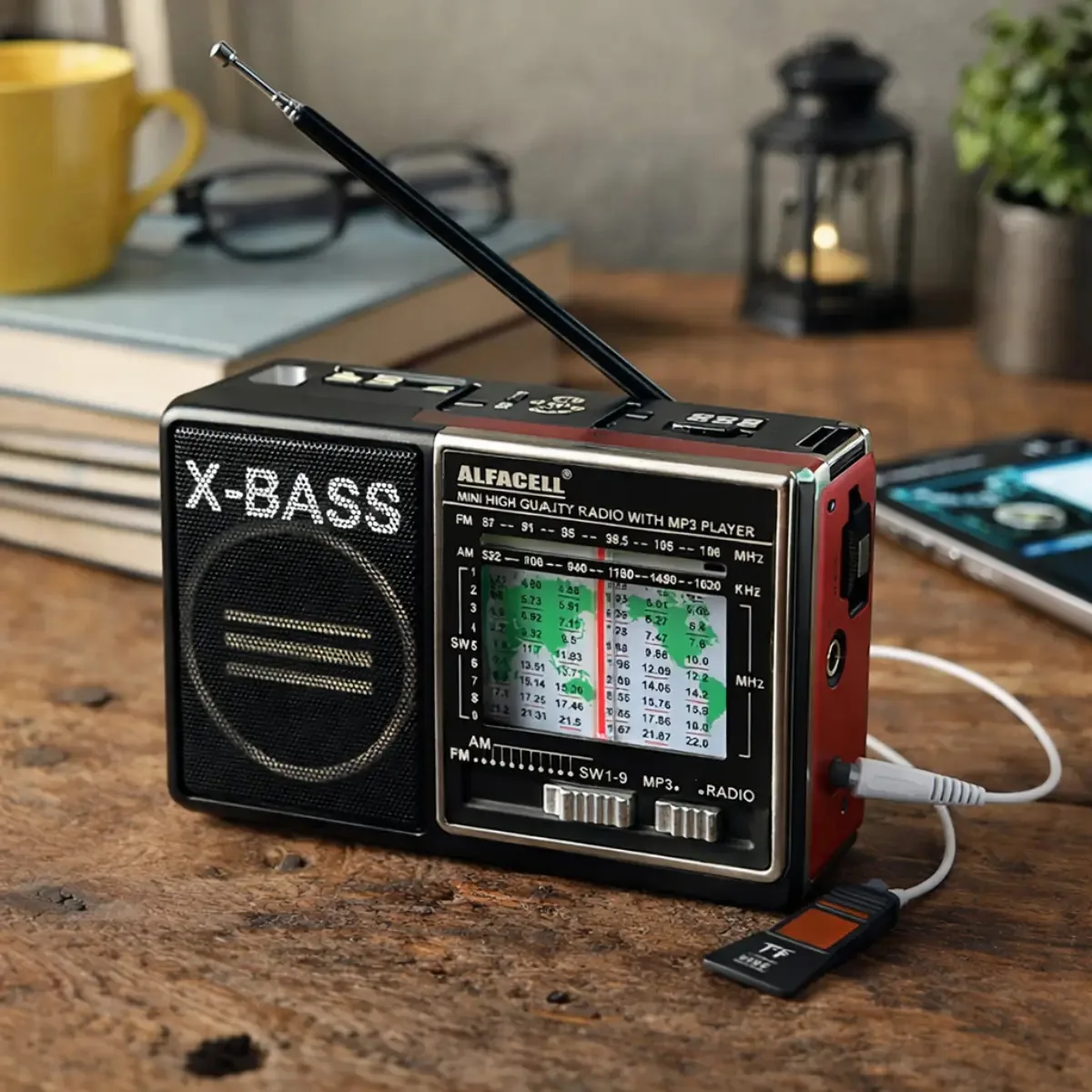Rádio Portátil Fm/am Bluetooth Usb Bivolt E Pilha - Caixa De Som 110v/220v Vintage Antigo Retro Recarregável - Vermelho