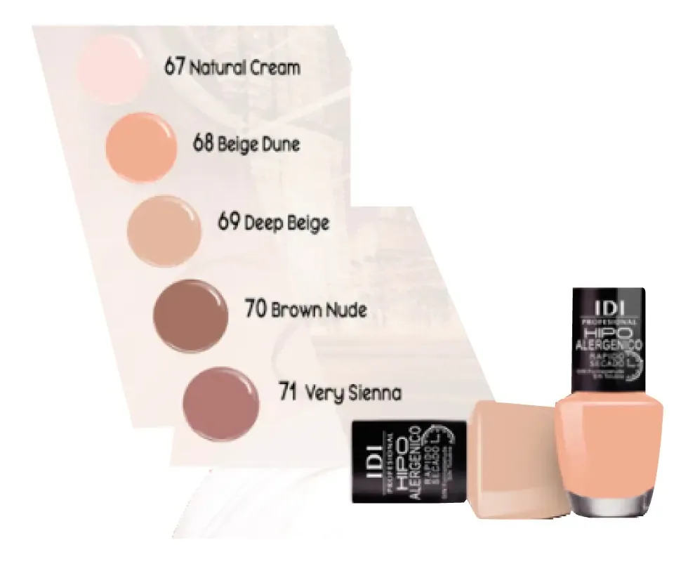 Kit Idi 5 Esmaltes Nudes Hipoalergênicos