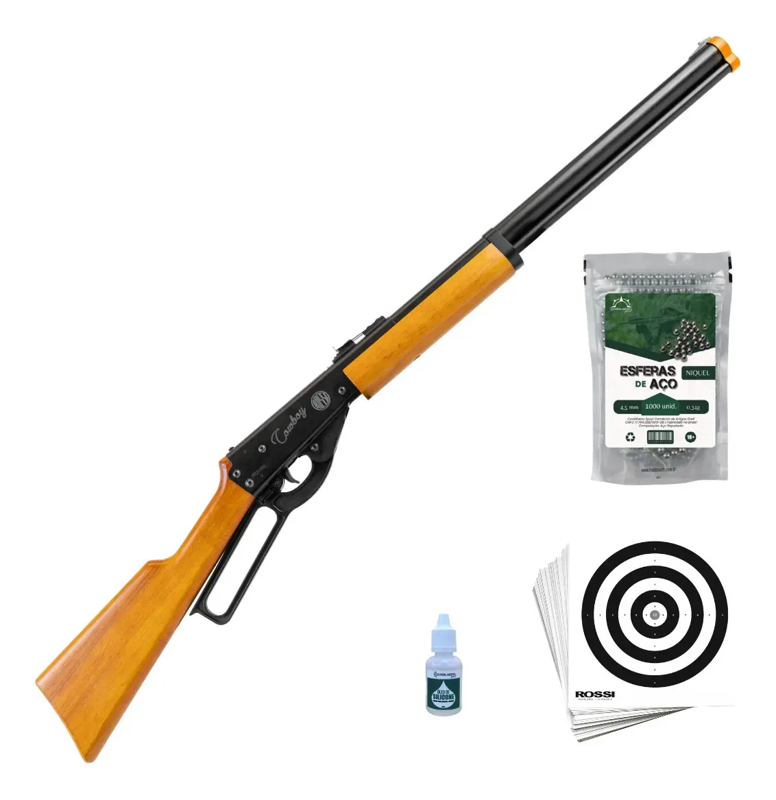 Carabina Espingarda Cowboy Lever Action 4,5mm Madeira Rossi 4.5 Mm