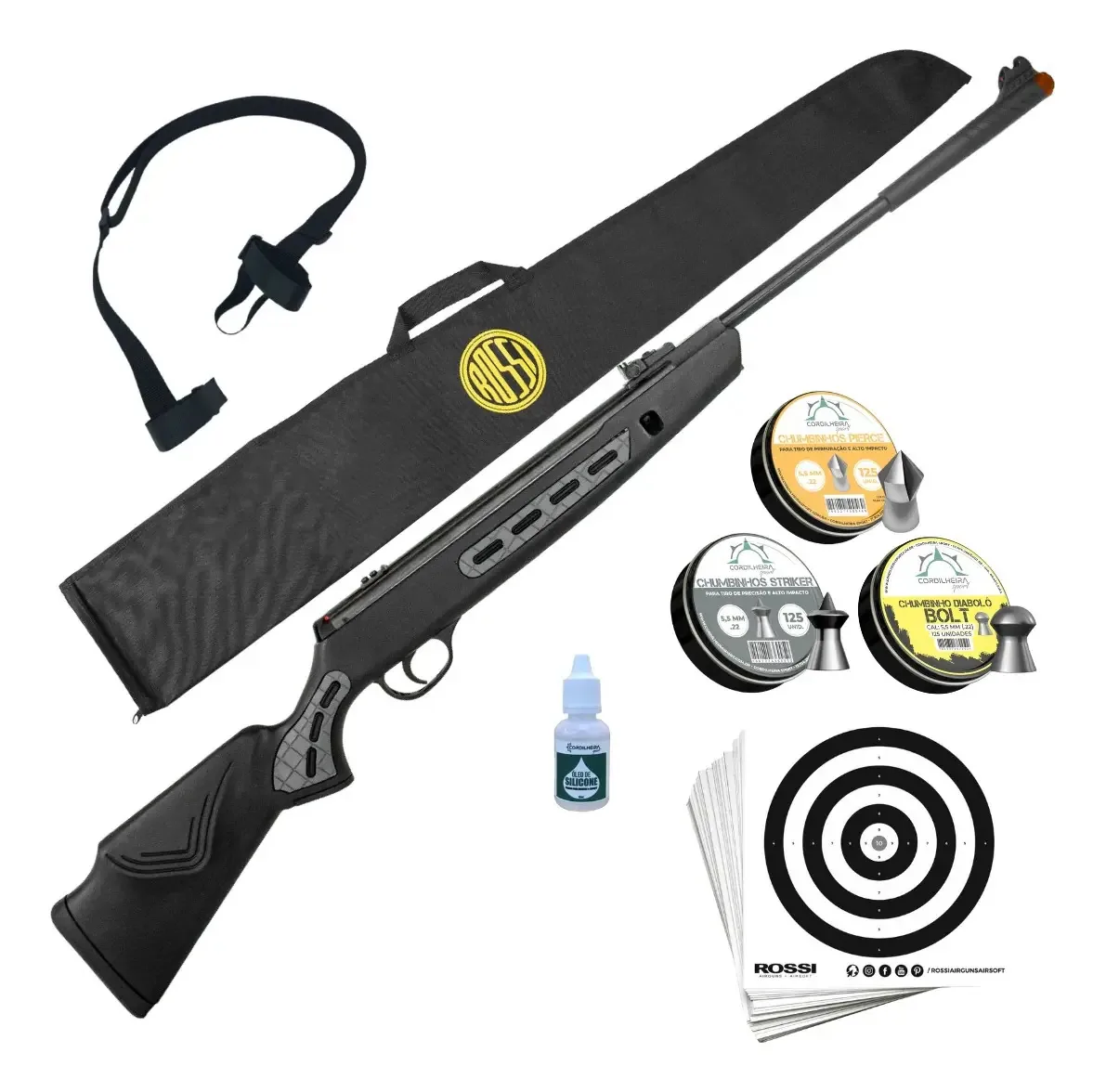 Carabina Espingarda Hatsan Striker 1000s Gásram Rossi 5,5mm Preto 1397 Mm