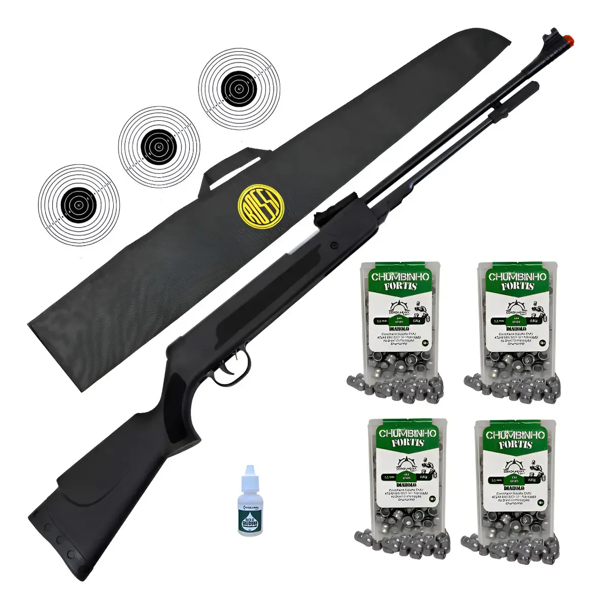Carabina Espingarda Spring Black 5.5mm Fixxar Monotiro Preto 5.5 Mm