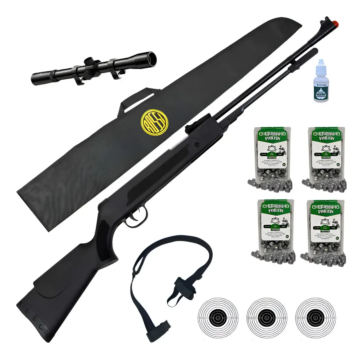 Carabina Monotiro Spring Black Mola Fixxar 5.5 Espingarda Preto 5.5 Mm