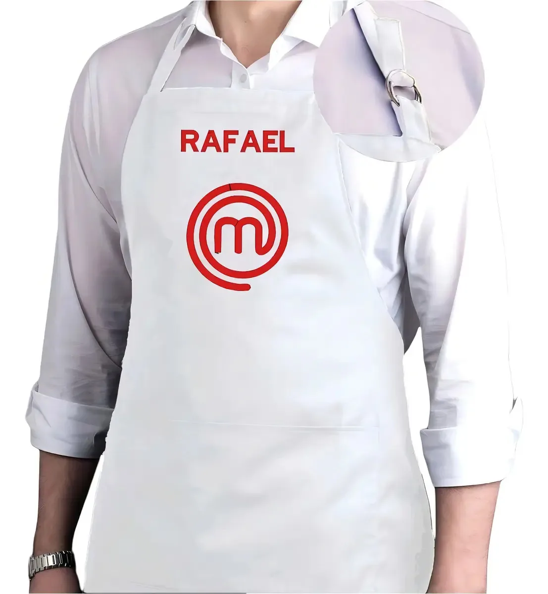 Avental Bordado Chef C/ Nome Personalizado Presente Uniforme Cor Branco Desenho Do Tecido Master Chef