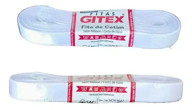 Fita de Cetim Branco 10mm 10m para Artesanato e Decoração Progresso
