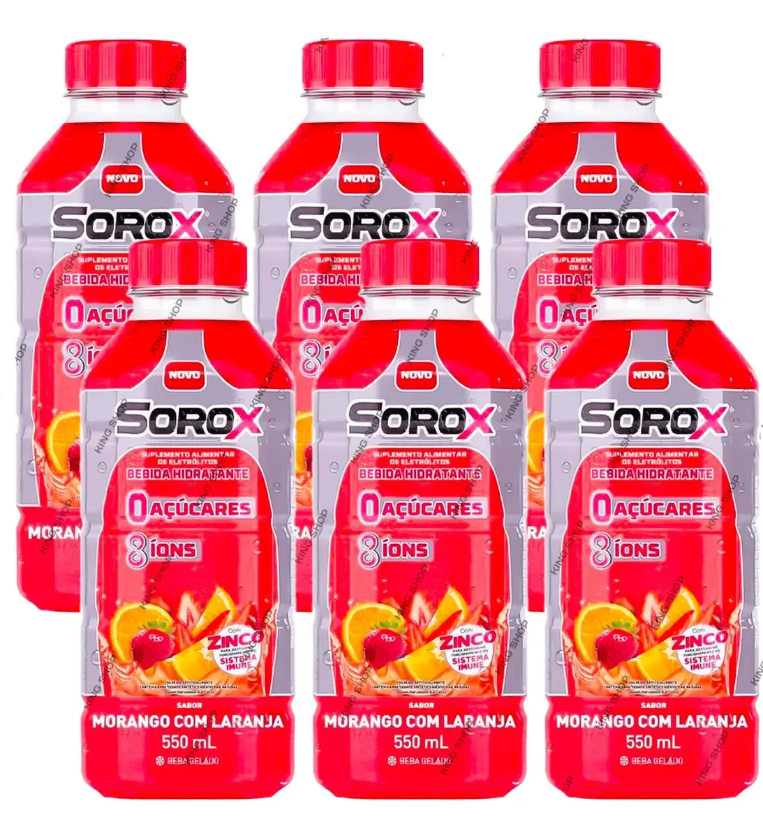 Sorox Bebida Morango E Laranja Low Carb Vegano Kit 6 550ml