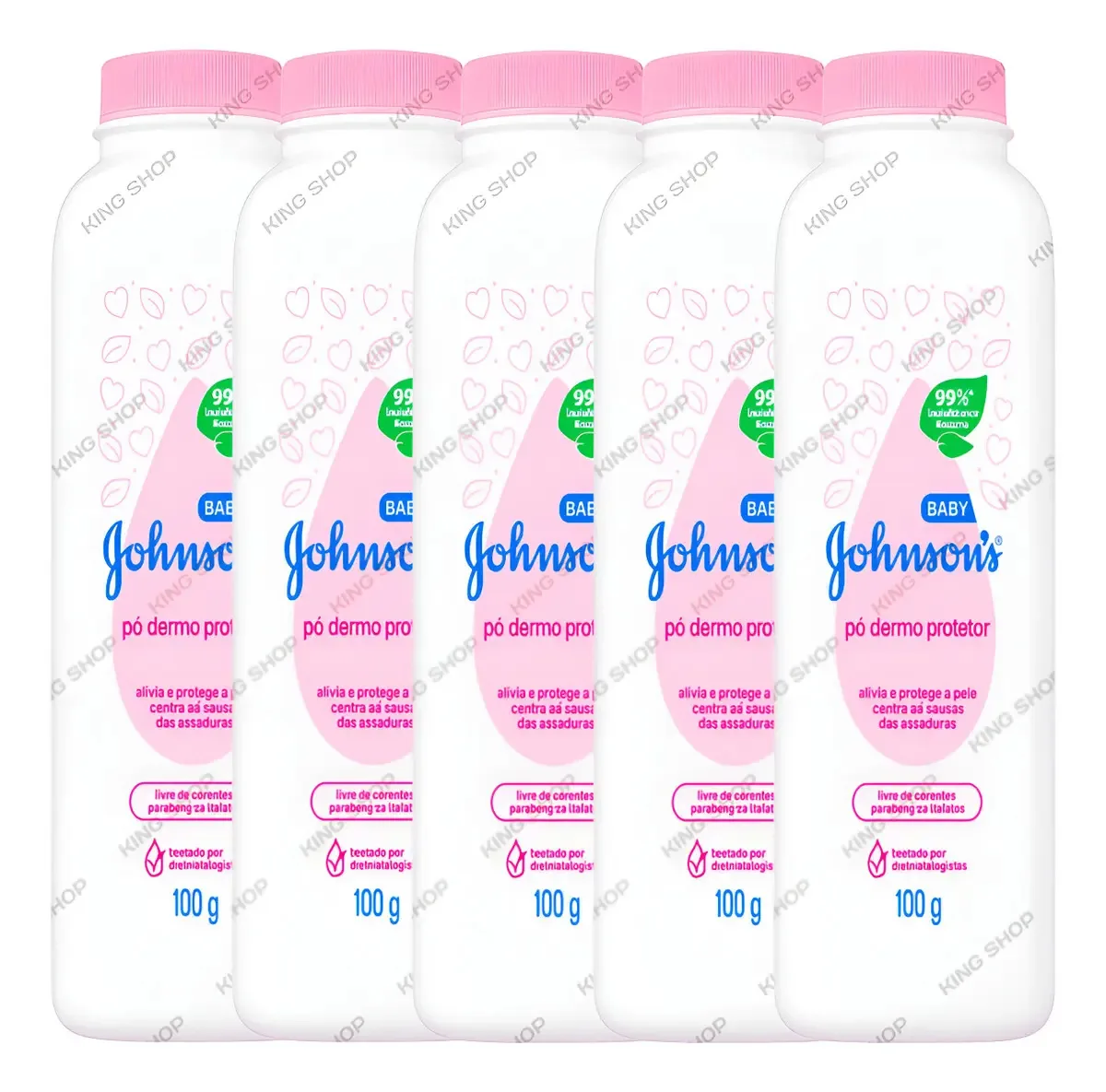 Kit 5 Talco Johnsons Baby Tradicional Pele Dermo Protetor