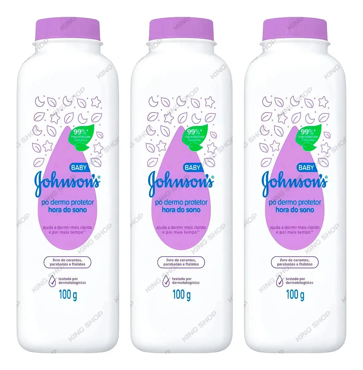 Kit 3 Talco Johnsons Baby Hora Pós Banho Troca Fraldas