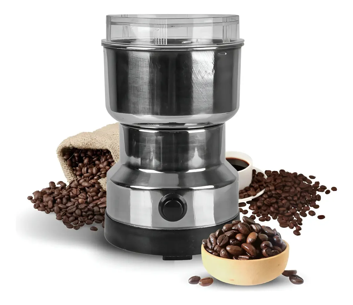 Moedor De Grãos Elétrico Café Sementes E Temperos Cor Prateado