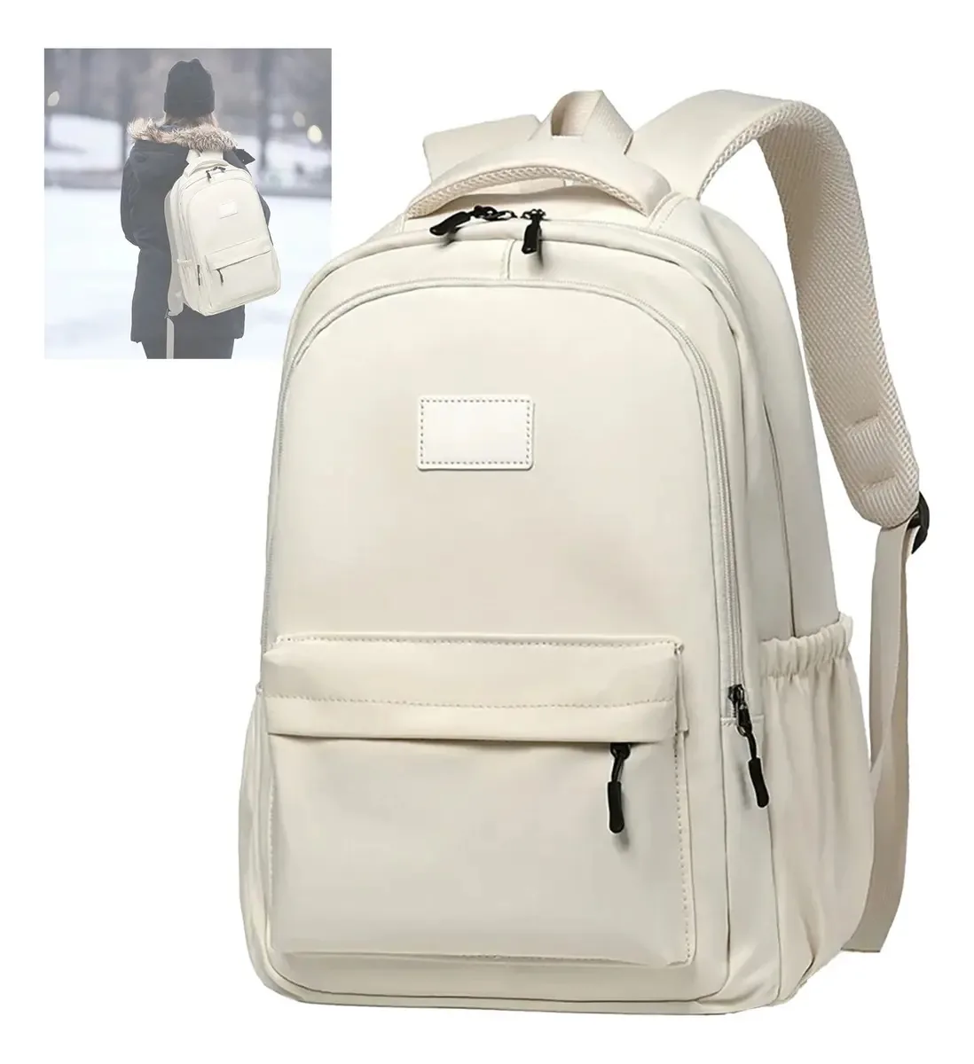 Mochilas escolares, mochilas de viagem, laptop, 15,6 polegadas, bolsa anti-roubo impermeável de grande capacidade, mochilas femininas para homens, brancas
