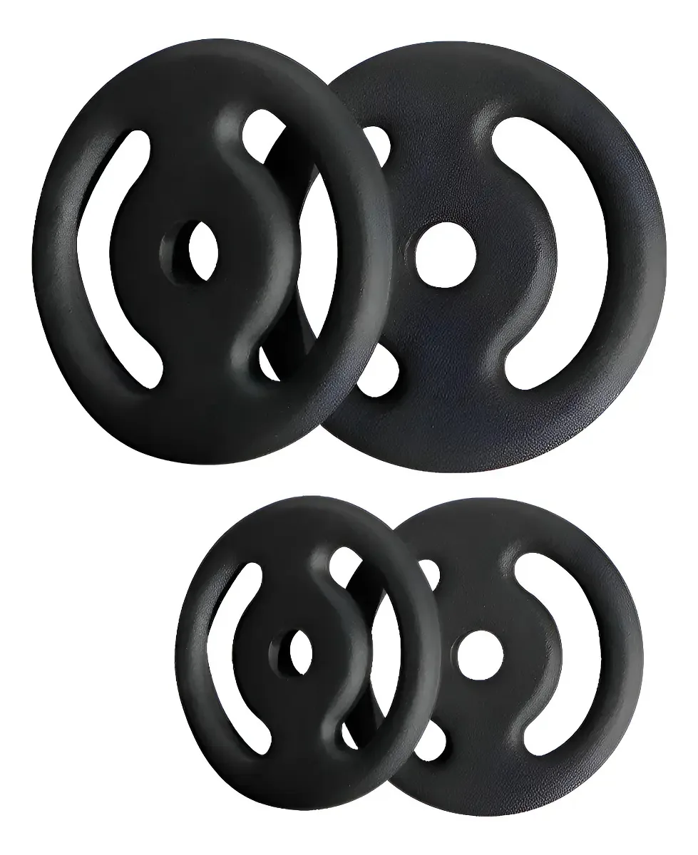 Kit 30kg Anilhas (2x5kg + 2x10kg) Academia Treino Musculação Preto