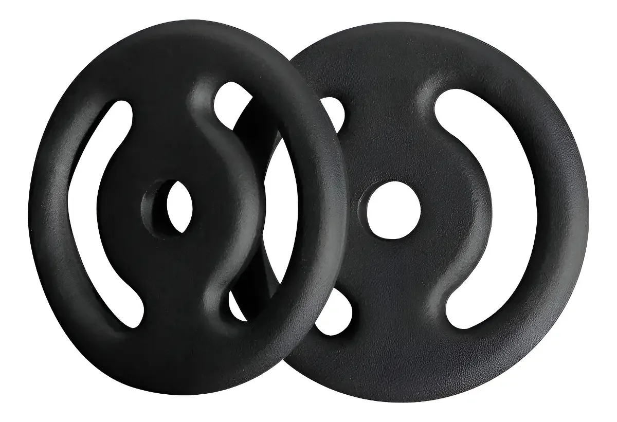Par Anilhas 1kg Vazadas Para Barra Musculação Treino Preto